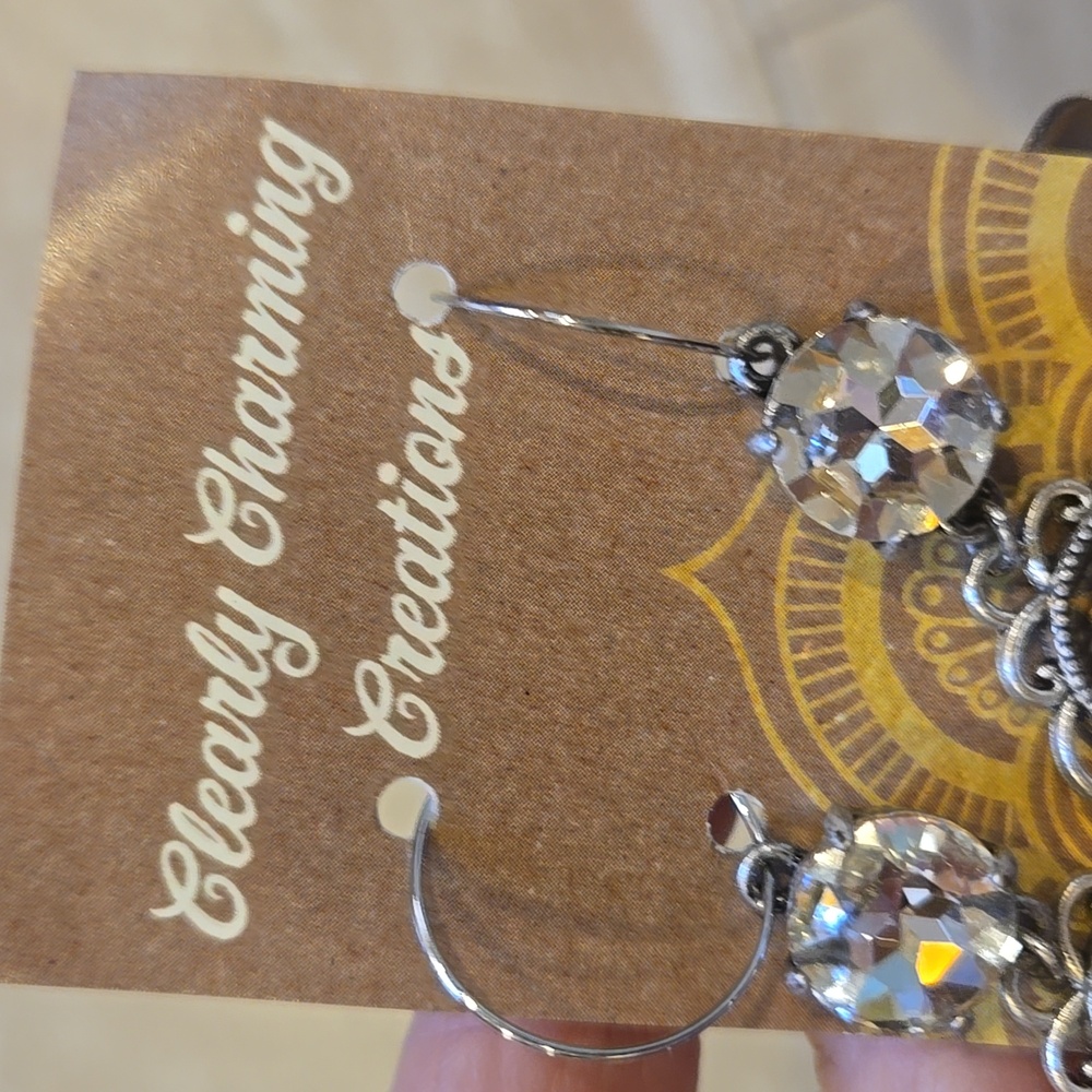 Upcycled Designer Inspired Handmade Dangle Earrings - Picture 2 of 8